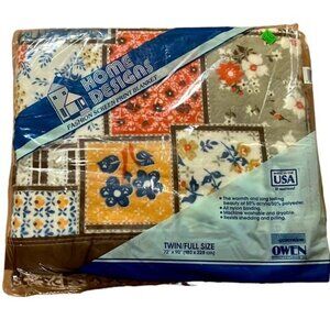Vintage Owen Floral Patchwork Fashion Screenprint Blanket Twin/Full 72" X 90"